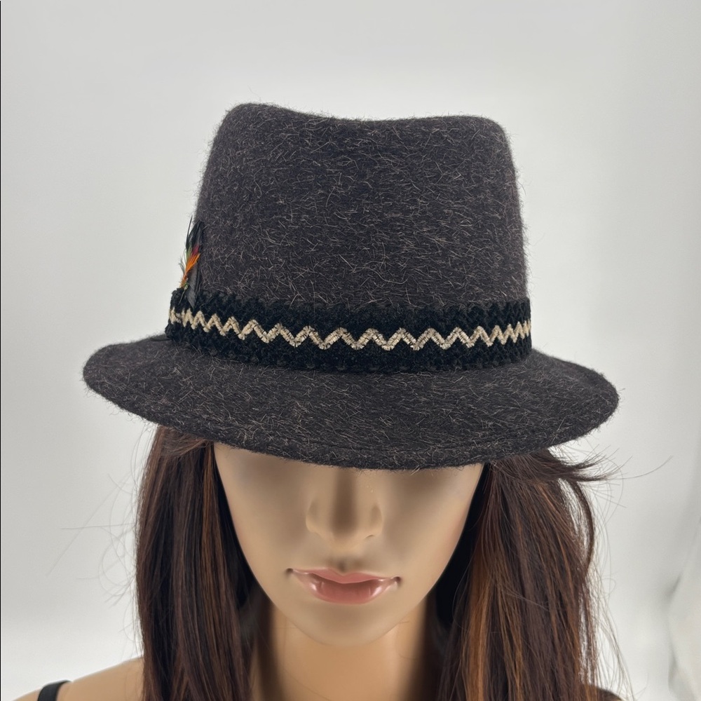 Vintage 60s Hipster Streetwear Embellished  Feathers Merino Wool Fur Fedora Hat - Picture 8 of 16